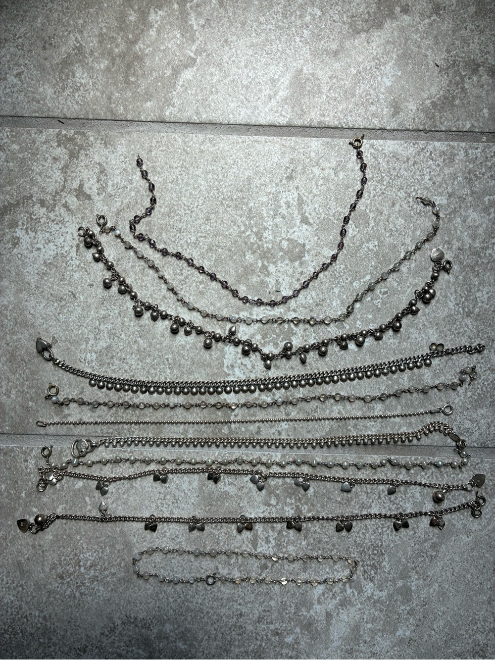 Jewelry.  Anklets.  Lot of 11.